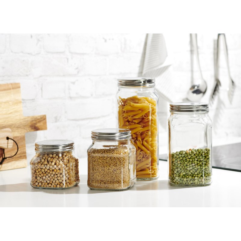 Ritzenhoff & Breker pot de rangement VIO carré, 0,65 litre, verre, 4 pièces
