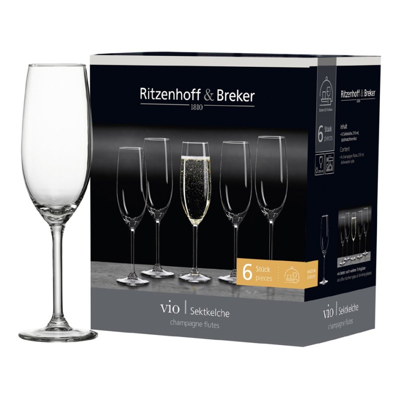 Ritzenhoff & Breker flûtes à champagne VIO, 0,21 l, lave-vaisselle, 6 pièces