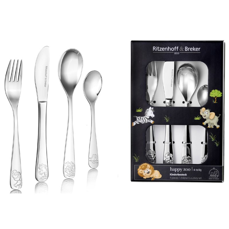 Ritzenhoff & Breker couverts enfant HAPPY ZOO, 4 pièces, acier inoxydable, motifs animaux
