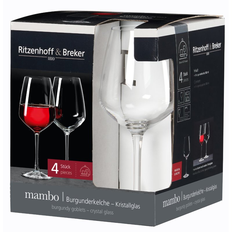 Ritzenhoff & Breker verres à bourgogne MAMBO, cristal, 4 pièces, 0,5 litre