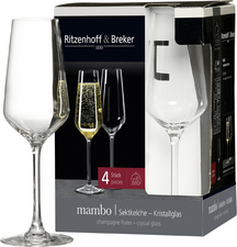 Ritzenhoff & Breker champagneglazen Mambo, 0,23 l, kristalglas, 4 stuks