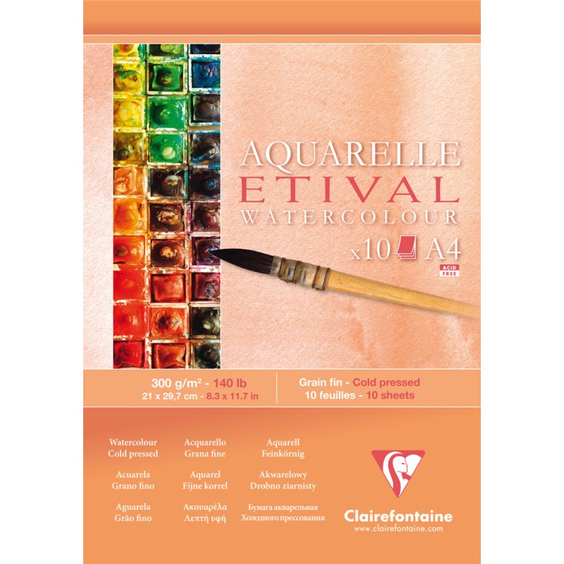 Clairefontaine watercolour block ETIVAL, white, A5, 300 g/m², 10 sheets