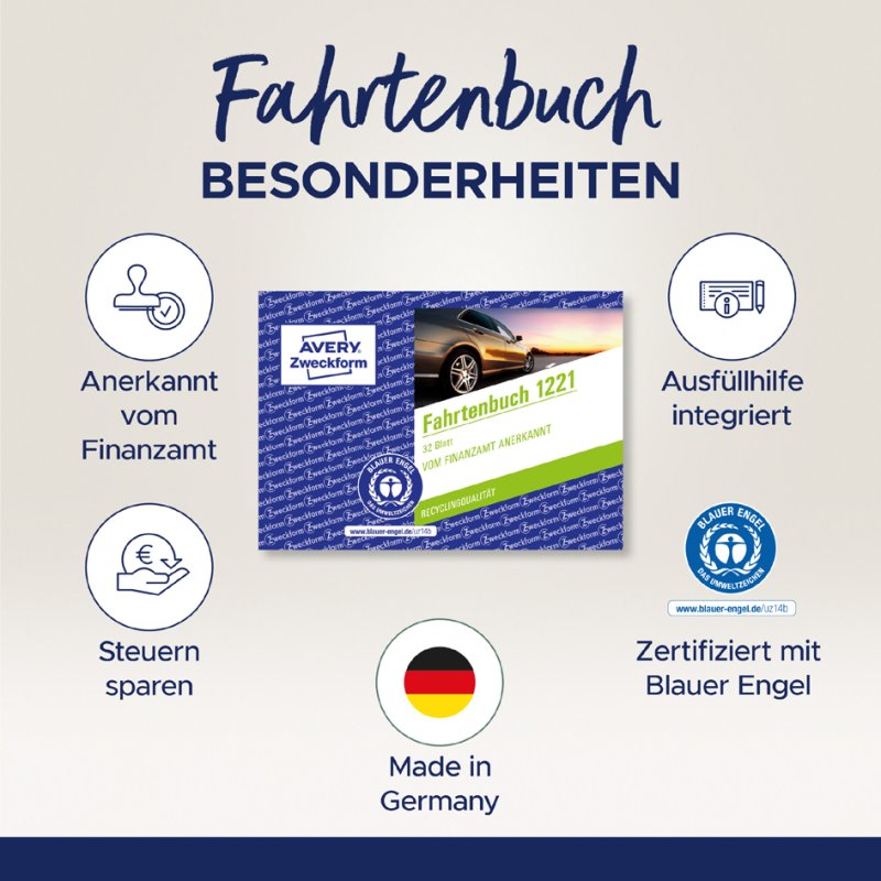 AVERY Zweckform rittenboek, wit, A5, recyclingpapier