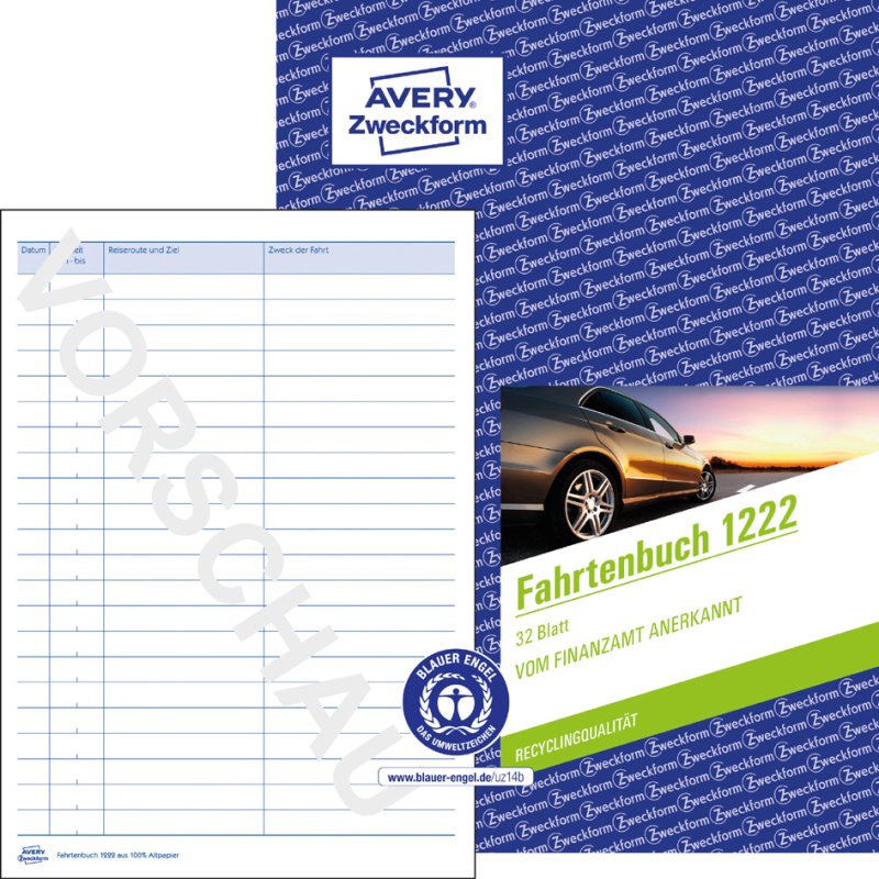 AVERY Zweckform rittenboek, wit, A5, recyclingpapier