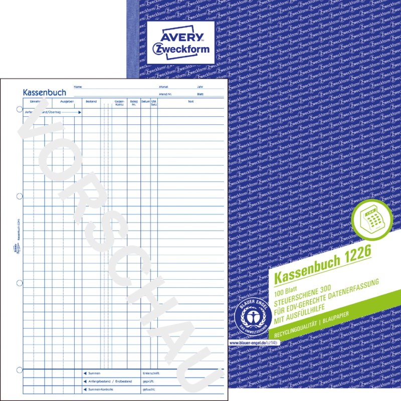 AVERY Zweckform formulierboek Kassenbericht, wit, A5, 50 vel, 100% gerecycled papier