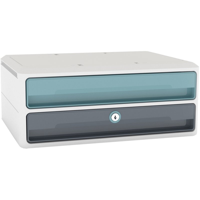 CEP boîte de rangement MoovUp SECURE, 2 tiroirs, gris/menthe, avec serrure