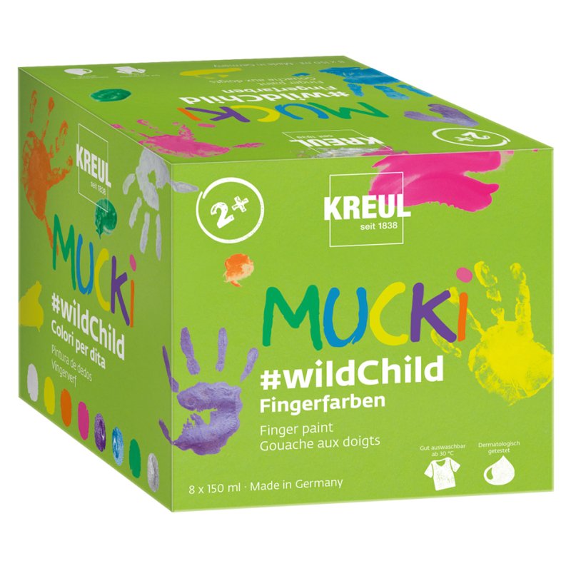 KREUL peinture à doigts Knuffel Ensemble Premium, à base d'eau, 8×150 ml