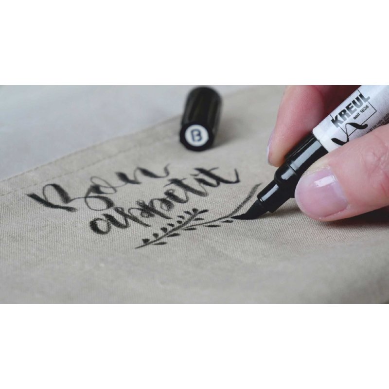 KREUL fabric marker with brush tip, black, water-based