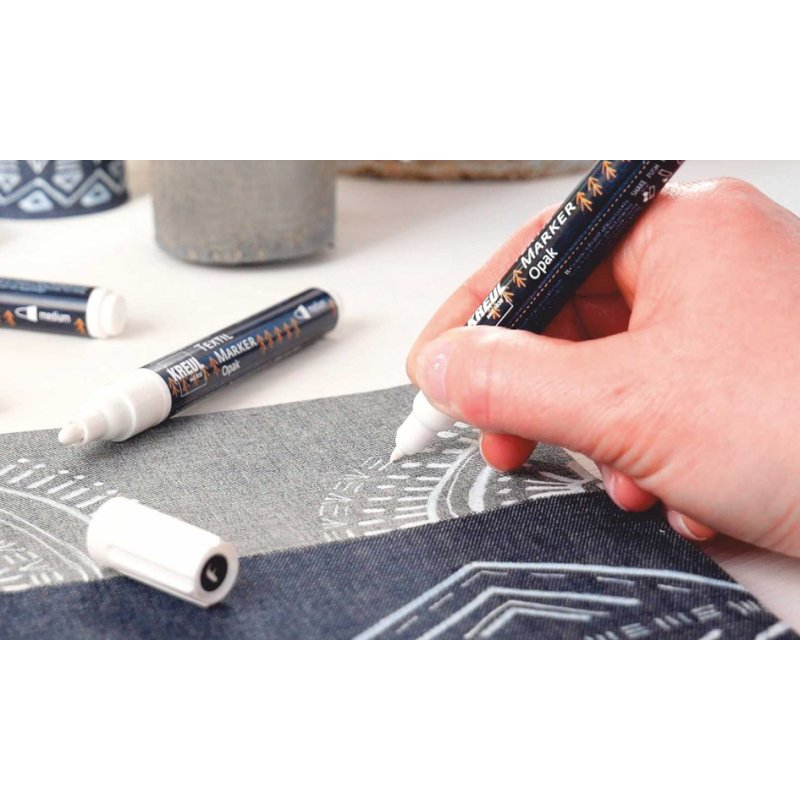 KREUL marqueurs textiles OPAK, ensemble noir-blanc, 4 pièces