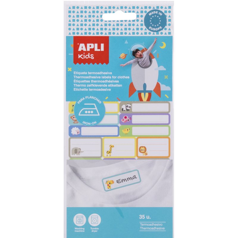 APLI kids strijkletters voor kinderen, vinyl, 35 etiketten, waschbaar 30°C