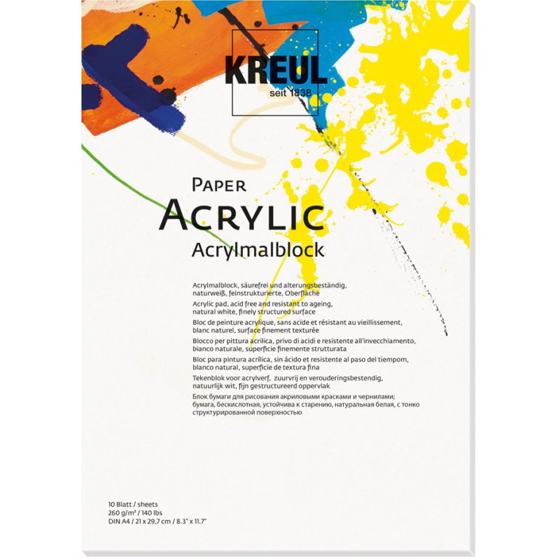 KREUL bloc de dessin Paper Acrylic, A4, 10 feuilles, 260 g/m²