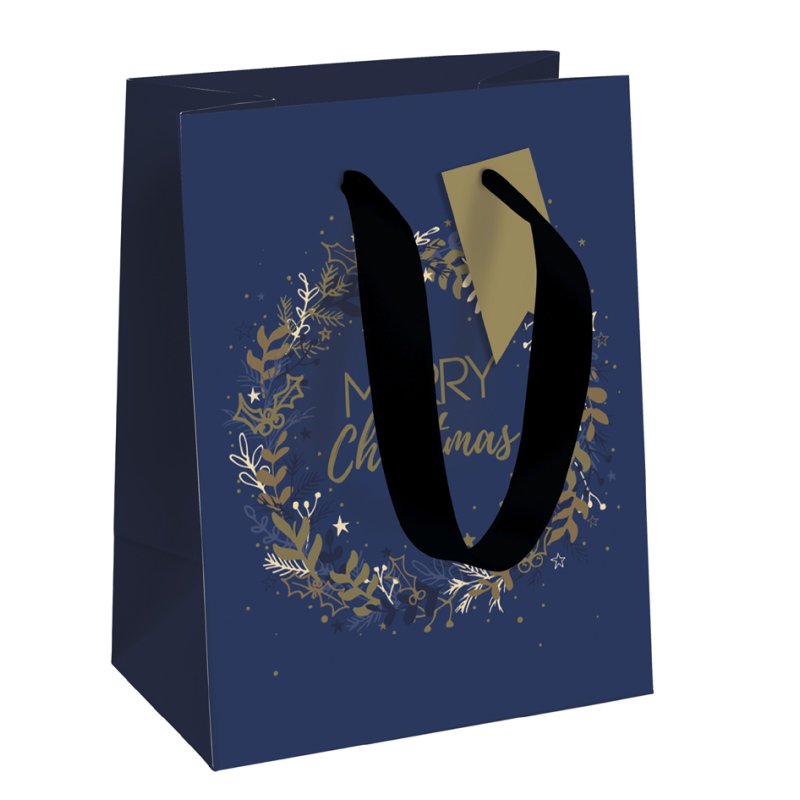 Clairefontaine sachet cadeau Noël Nuit Étoilée, petit, 215×102×253 mm, ruban satin noir