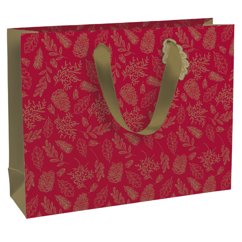 Clairefontaine sachet cadeau Pomme d'Amour, 265×140×330 mm, ruban satin doré