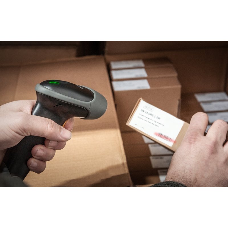 DIGITUS Lecteur de codes-barres 2D portable, 200 scans par minute, gris