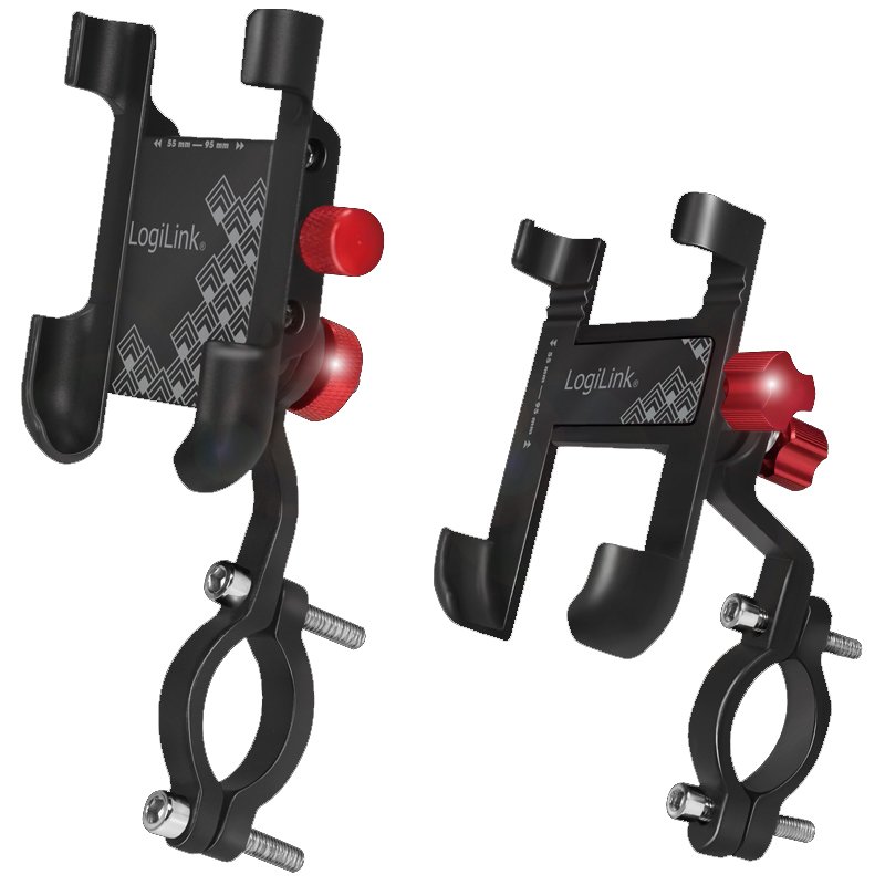 LogiLink support smartphone vélo, modèle droit, noir/rouge, rotation 360°