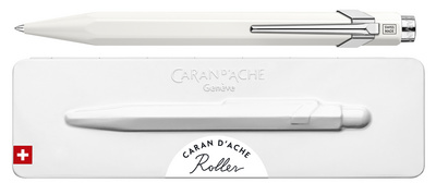 Caran d'Ache 849 rollerpen, navulbaar, wit, zwarte inkt