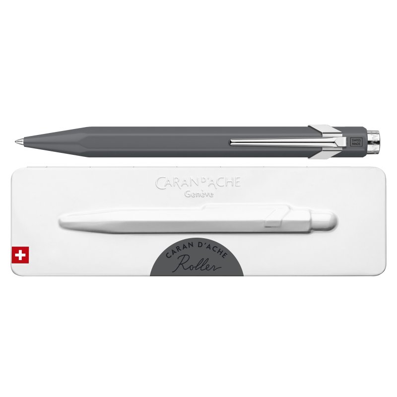 CARAN D'ACHE stylo roller 849, rechargeables, gris, encre noire