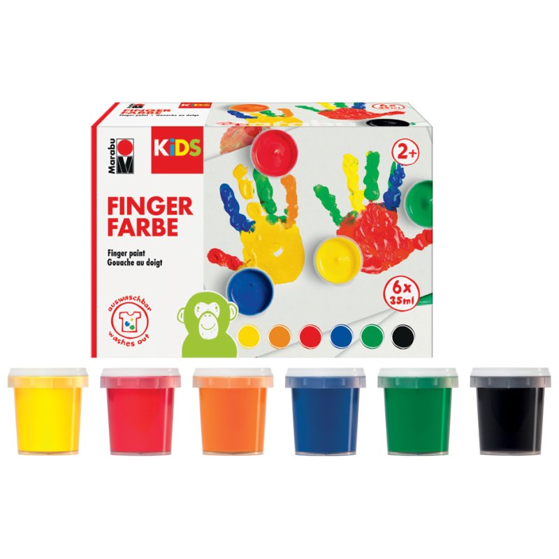 Marabu kindervingerstempels, 6 kleuren, 35 ml