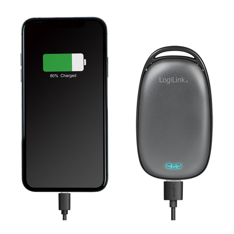 LogiLink batterie externe & chauffe-mains, 4000 mAh, gris