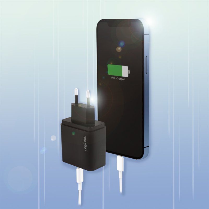 LogiLink Chargeur USB-C, 18 watts, charge rapide, noir
