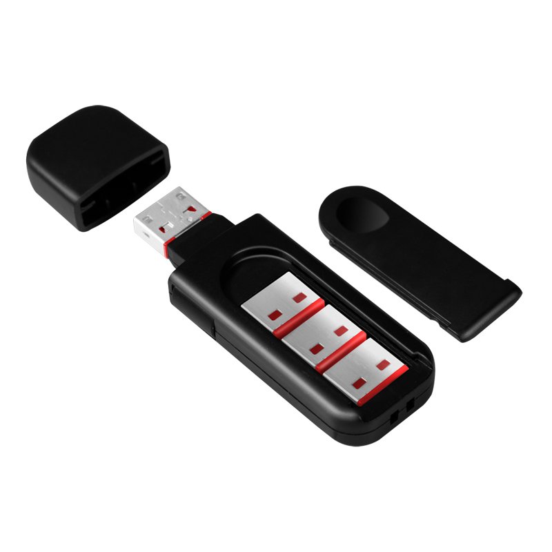 LogiLink Ensemble de verrouillage de sécurité USB, 1 clé avec 4 cadenas, rouge