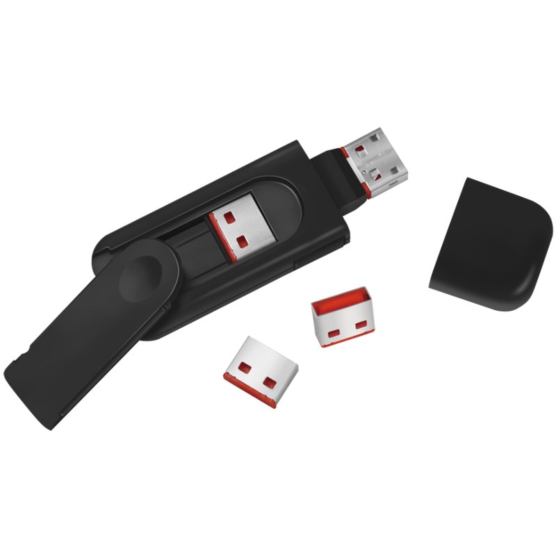 LogiLink Ensemble de verrouillage de sécurité USB, 1 clé avec 4 cadenas, rouge