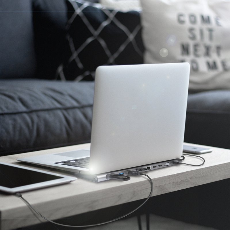 LogiLink Station d'accueil USB-C, argent, 11 ports, USB 3.2 Gen 1, aluminium