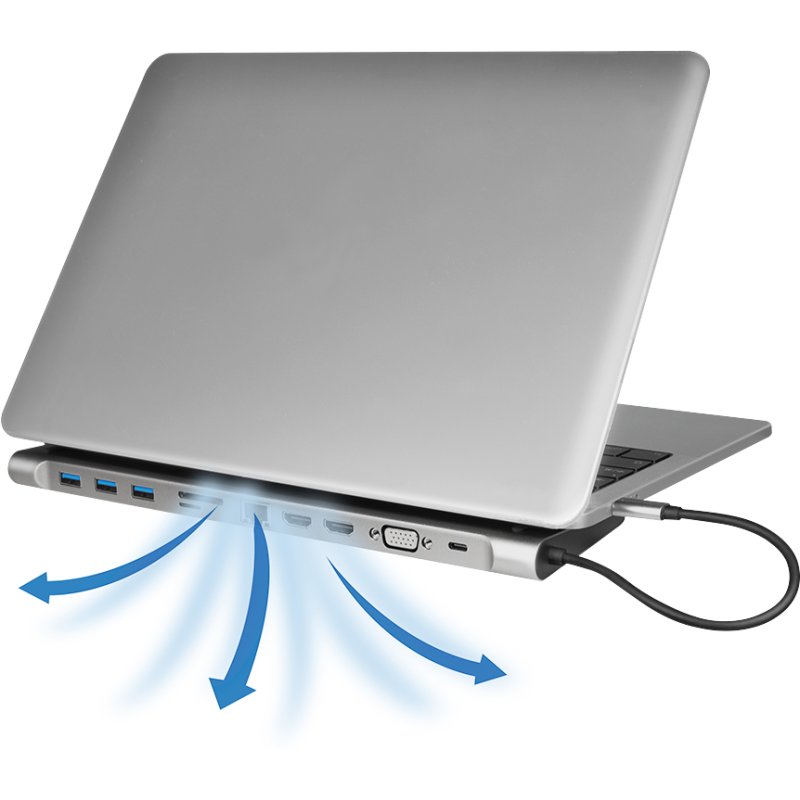 LogiLink Station d'accueil USB-C, argent, 11 ports, USB 3.2 Gen 1, aluminium