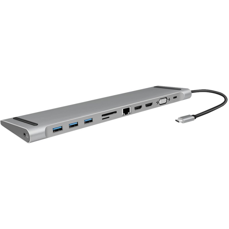 LogiLink Station d'accueil USB-C, argent, 11 ports, USB 3.2 Gen 1, aluminium