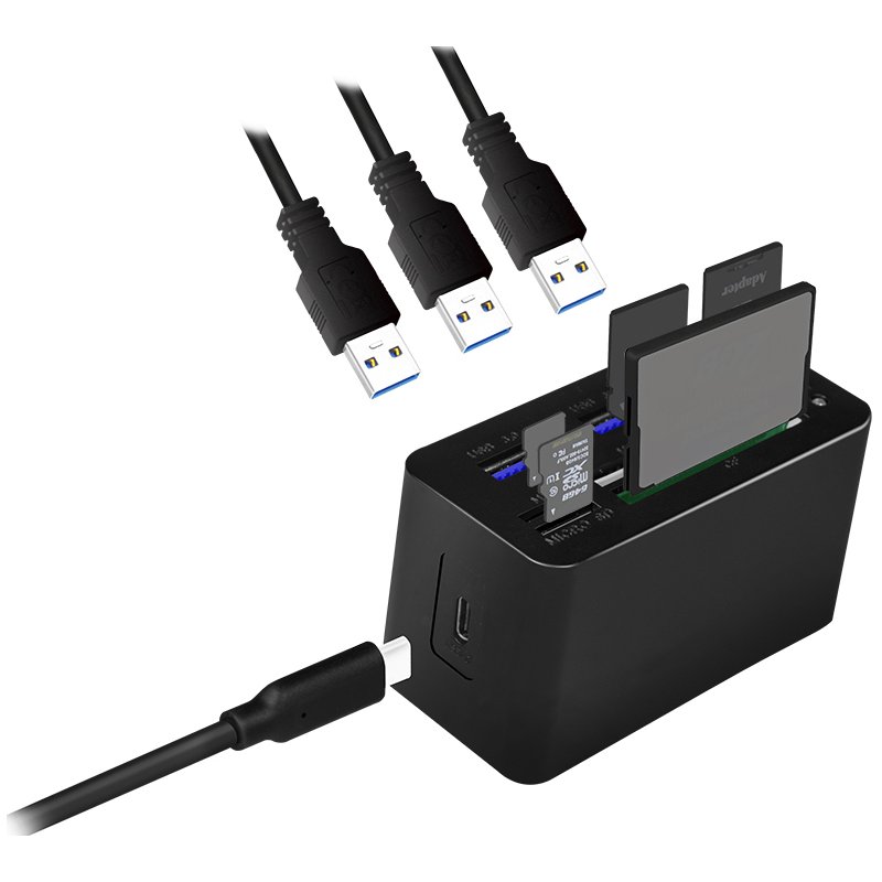 LogiLink USB 3.2 Mini Docking Station, 8-port, black