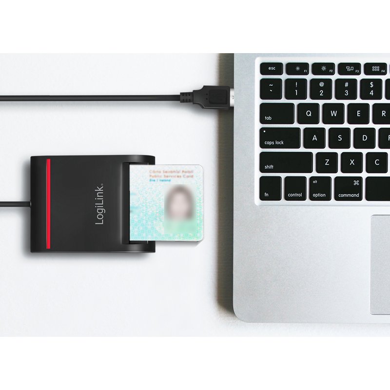 LogiLink Lecteur de carte d'identité USB 2.0 Smart, noir, câble 900 mm