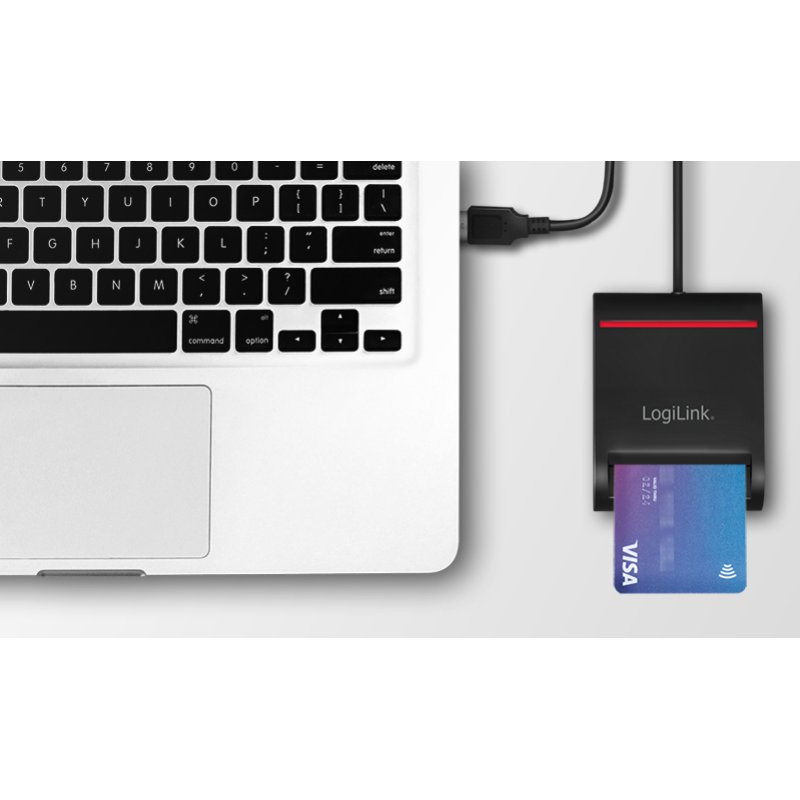 LogiLink Lecteur de carte d'identité USB 2.0 Smart, noir, câble 900 mm