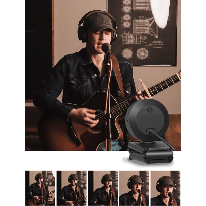 LogiLink Full HD USB webcam with dual microphone, black, autofocus, ring light