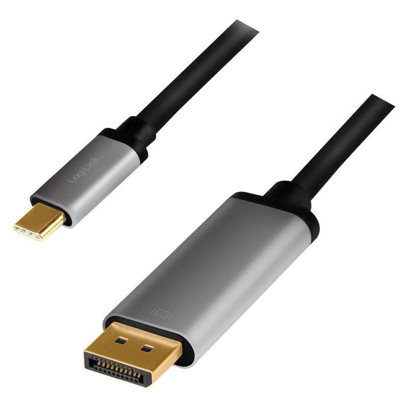 LogiLink USB-C to DisplayPort cable, 1.8 m, 4K/60Hz, black/grey