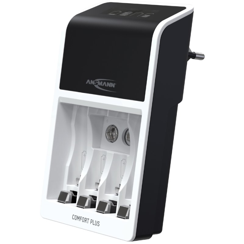 ANSMANN snellader Comfort Plus, wit/zwart, inclusief 4 AA batterijen, 2100 mAh