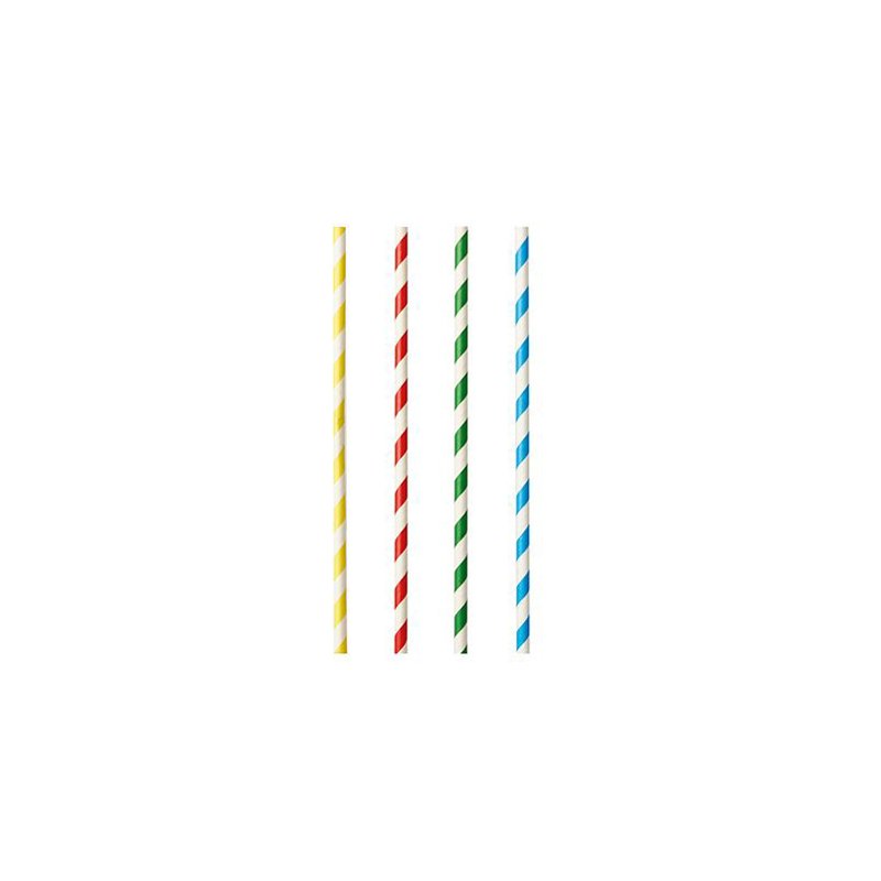 PAPSTAR papieren rietjes Stripes, gekleurd gesorteerd, 210 mm, 100 stuks