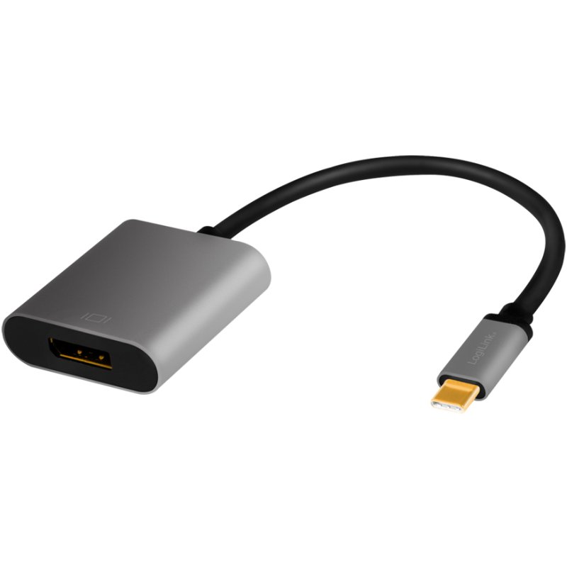 LogiLink Câble adaptateur USB-C vers DisplayPort, noir/gris, 0,15 m
