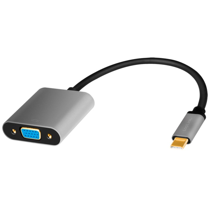 LogiLink Câble adaptateur USB-C vers VGA, 0,15 m, noir/gris