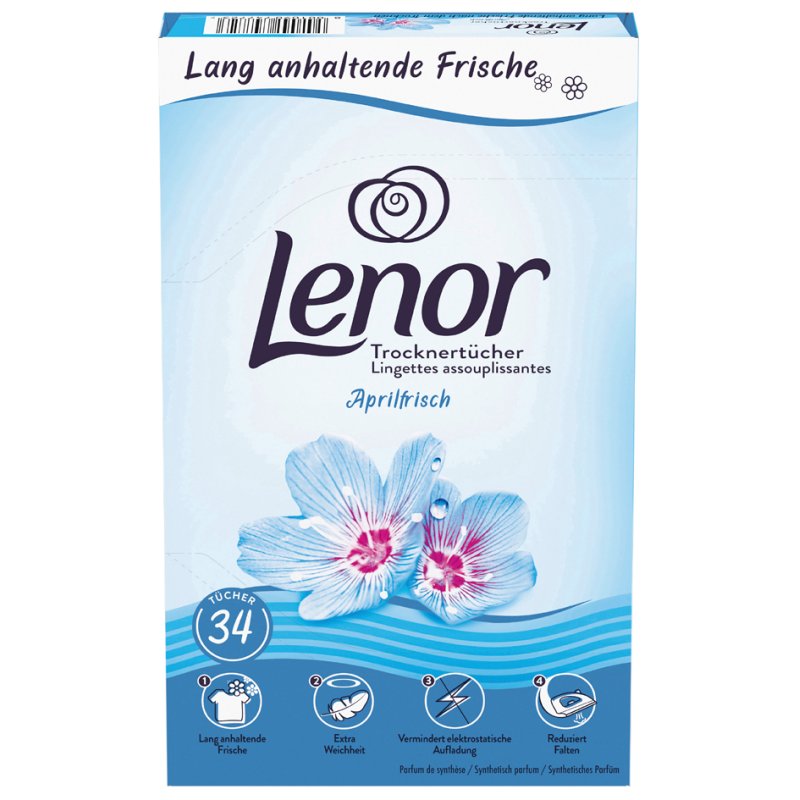 Lenor lingettes parfum printemps, 34 pièces