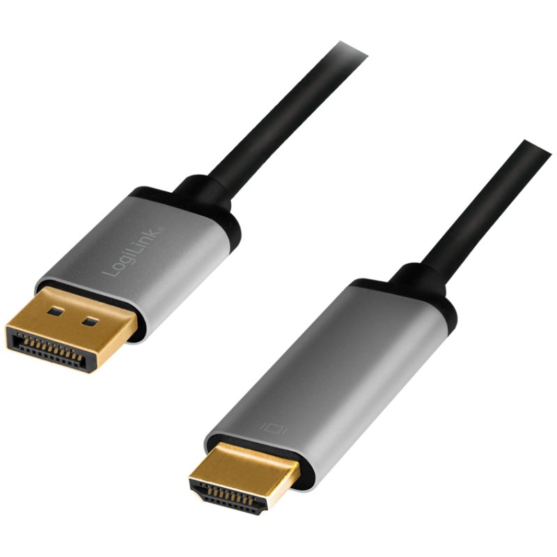 LogiLink Câble DisplayPort vers HDMI, 2 mètres, noir/gris