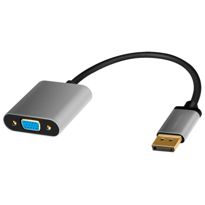 LogiLink DisplayPort to VGA adapter cable, 0.15 m, black/grey