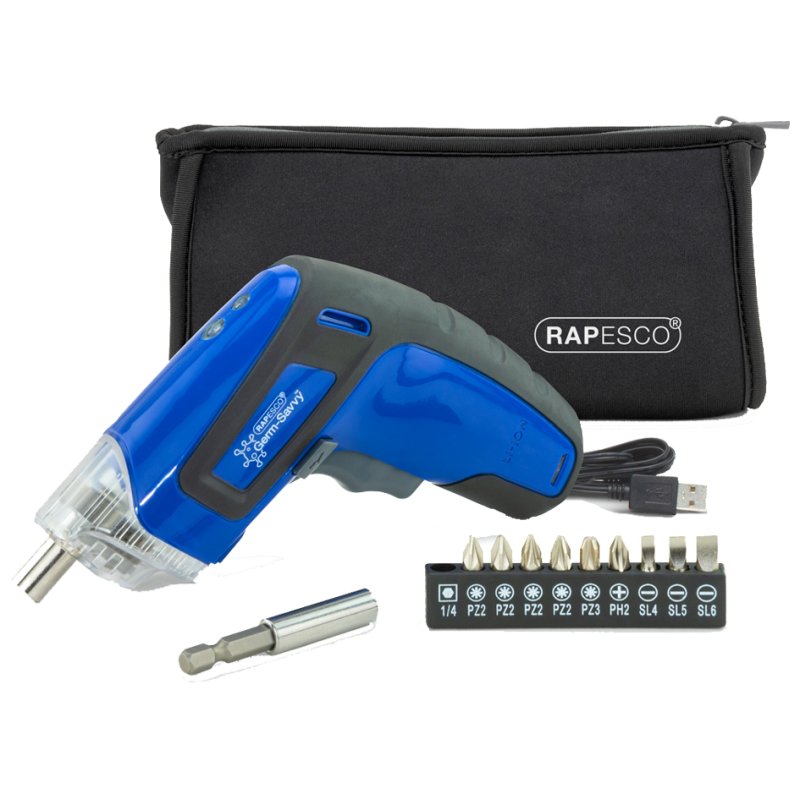 RAPESCO tournevis électrique rechargeable, 3,6V, antibactérien, bleu