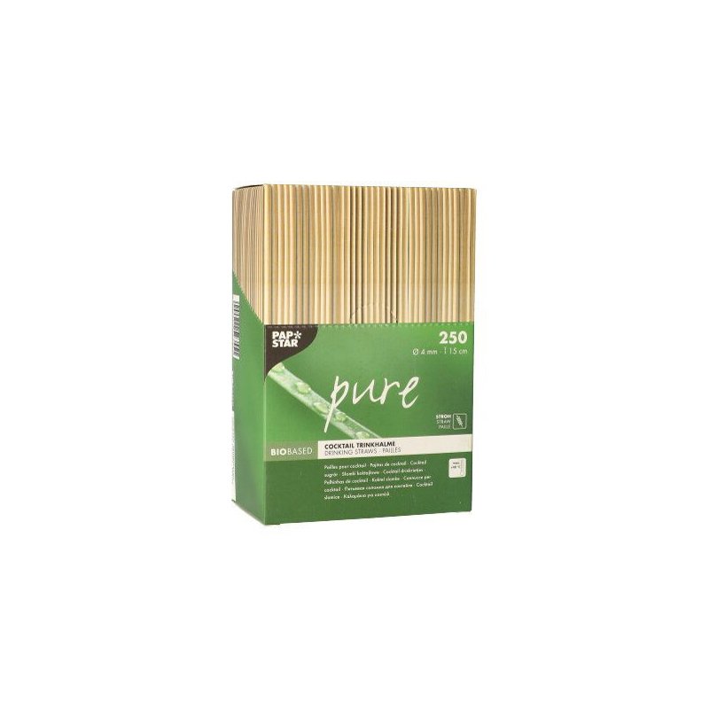 PAPSTAR pailles en paille naturel, 150 mm, 4 mm diamètre, 250 pièces