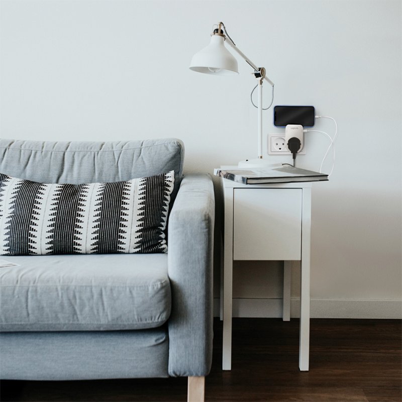 LogiLink adaptateur mural avec support pour smartphone, blanc, 2 ports USB