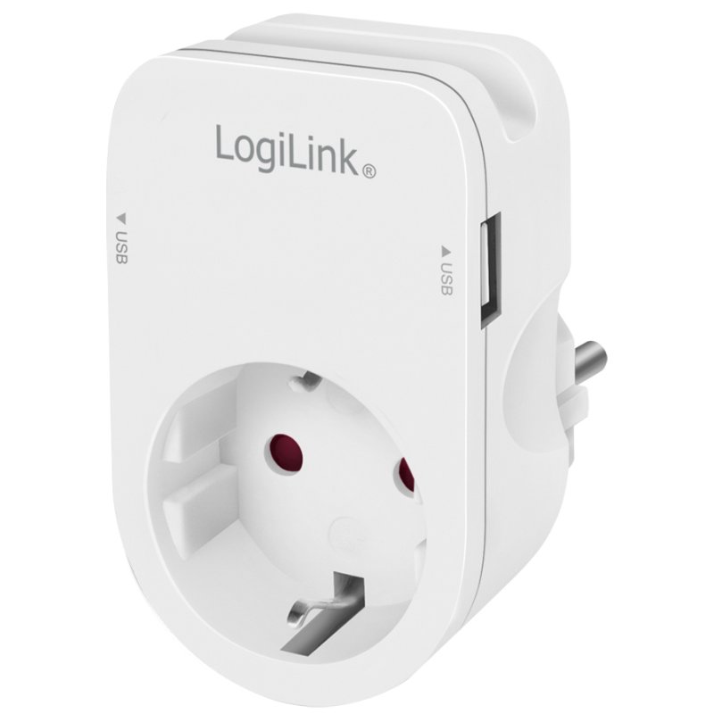 LogiLink adaptateur mural avec support pour smartphone, blanc, 2 ports USB