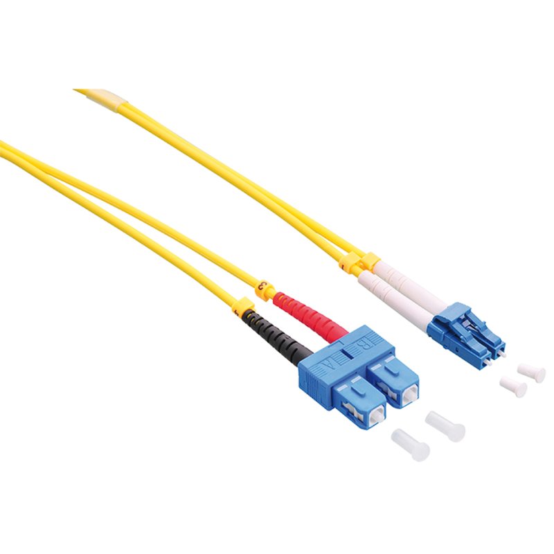 LogiLink Cordon de brassage fibre optique professionnel LC-SC, singlemode OS2, jaune, 1 m