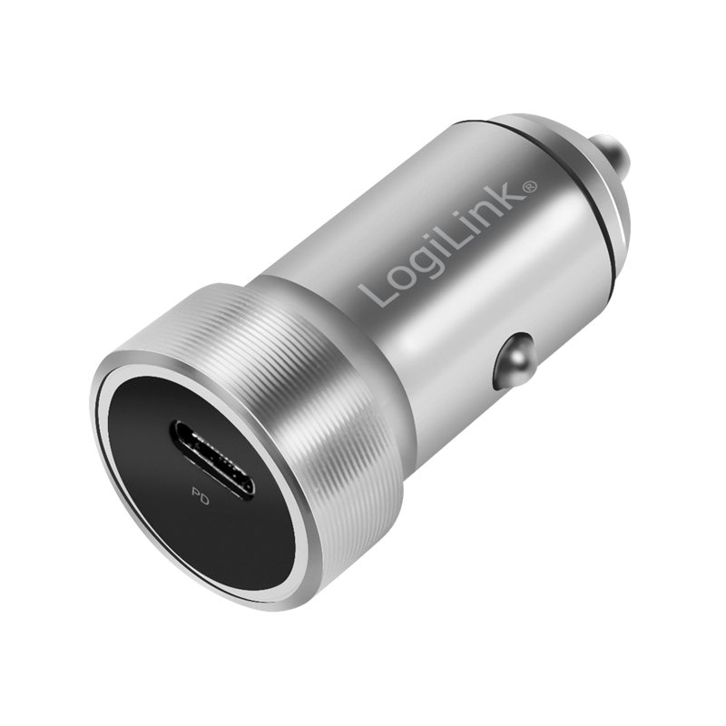 LogiLink Chargeur auto USB, 1 port, argent, 20 Watts