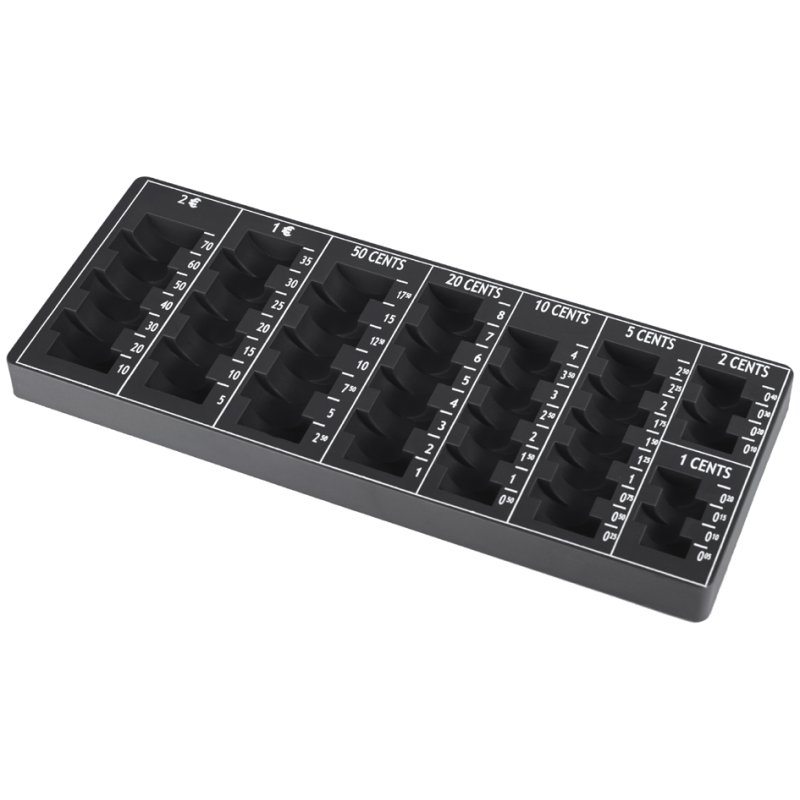 Pavo plateau de comptage 12, 8 compartiments pour monnaies, noir, plastique
