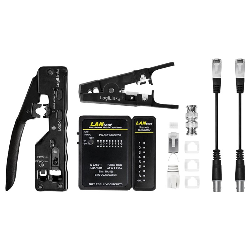 LogiLink Professional network tool kit, 4-piece, category 6A & 7, with bag