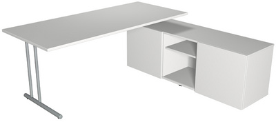 kerkmann werkplek Start Up, lichtgrijs, bureau 180×80 cm, sideboard 160×50 cm